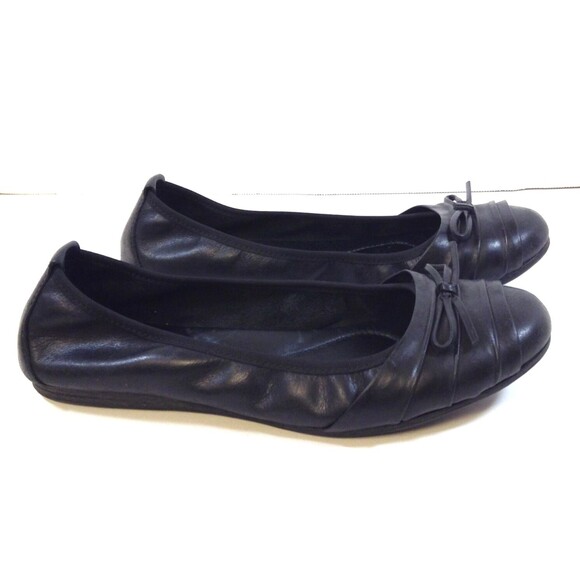 Born Flats Wn 9M Black Leather Ballet Casual Slip On Shoes Flats Bow Comfy - Picture 4 of 13